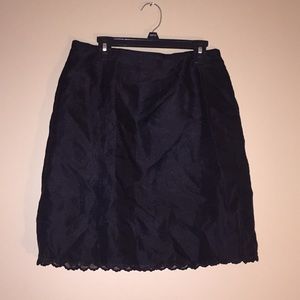 Black Ann Taylor Loft Embroidered Skirt